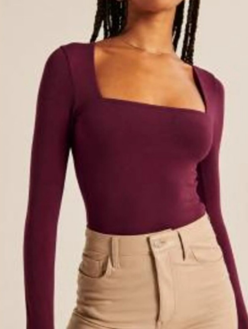 ABERCROMBIE burgundy plum purple long Sleeve bodysuit sz S NWT